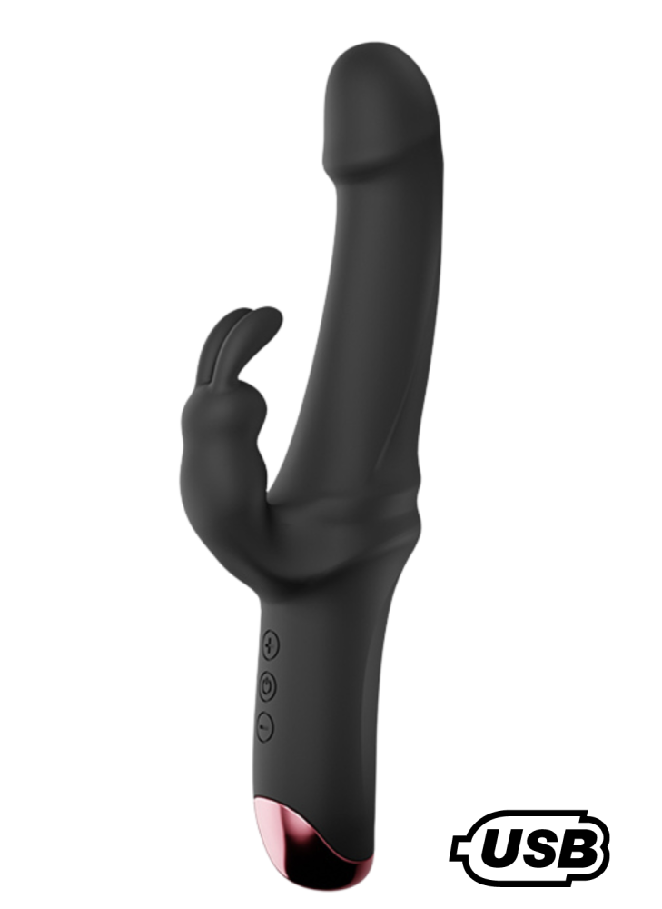 PLAYER, Vibromasseur Rabbit USB, silicone médical doux et lisse, doté de 10 modes de vibration - MS219BLK